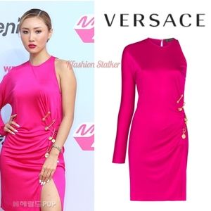 Versace BNWT one shoulder fuchsia cocktail dress